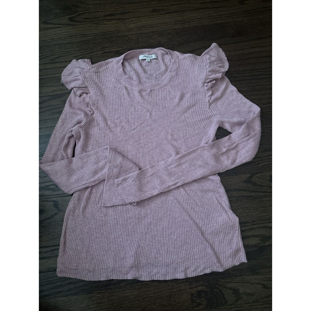 Madewell Ribbed Knit Shirt Womens Large Ribbed Pink Long Sleeve